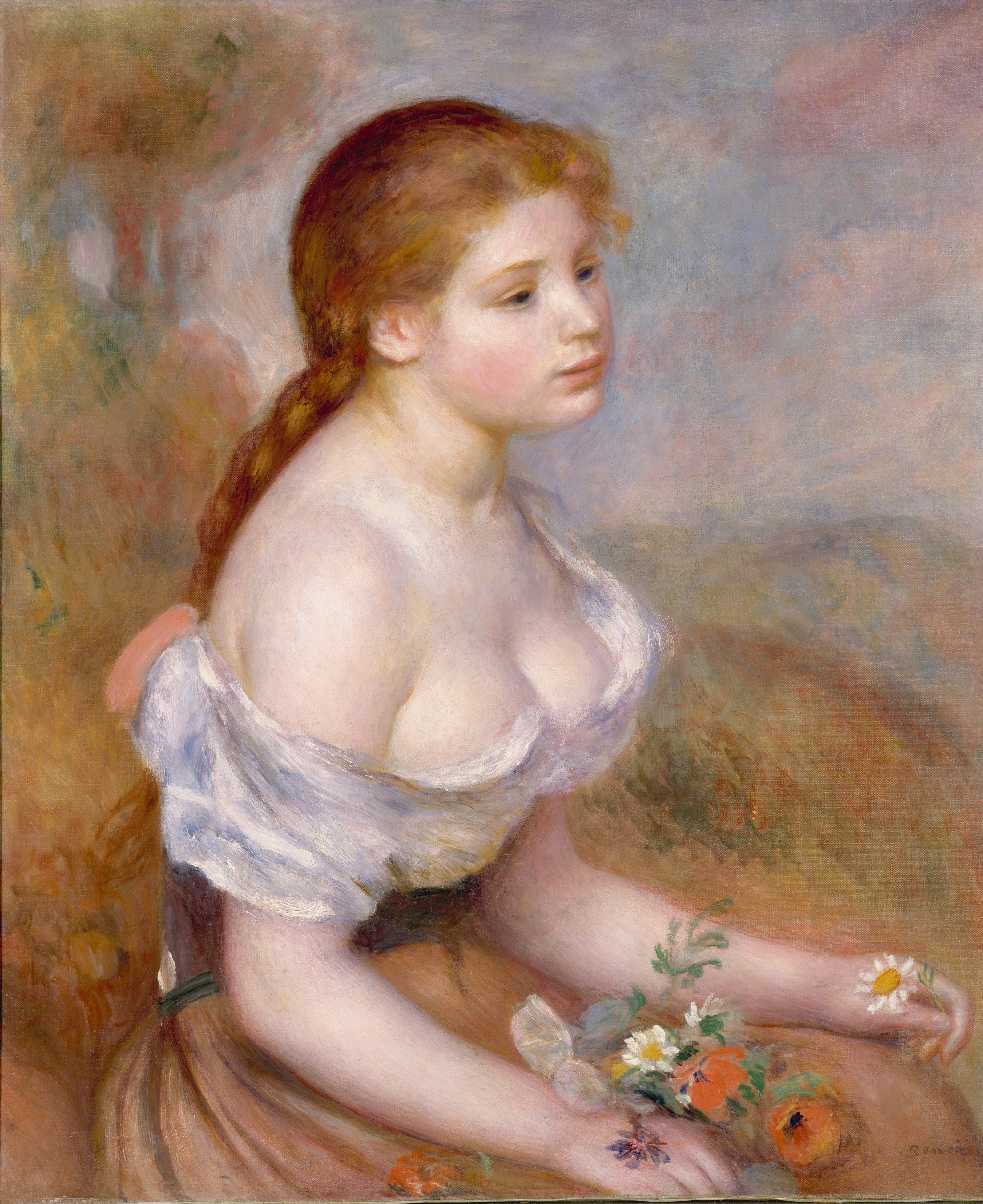 Young girl with daisies 1889